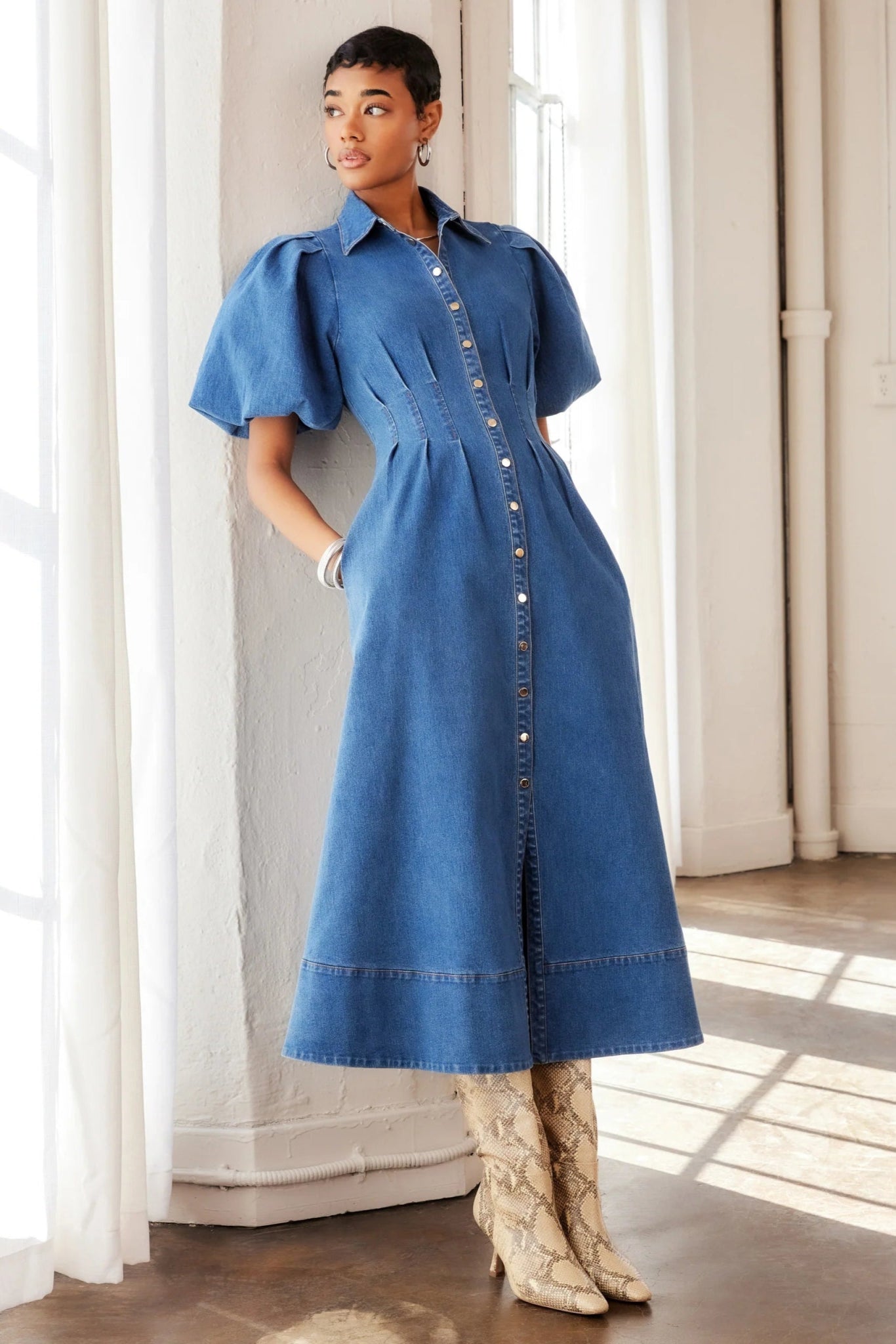 Esme Denim Midi Shirtdress - FINAL SALE - Fifteen Twenty - COLOR GAME