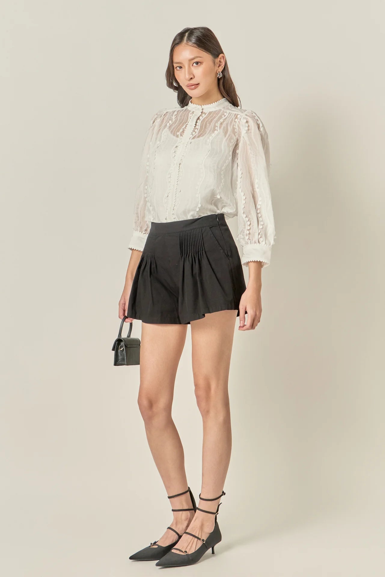 Esther White Heart Trim Blouse - English Factory - COLOR GAME