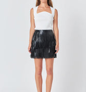 Faux Leather Fringe Mini Skirt Black - Endless Rose - COLOR GAME