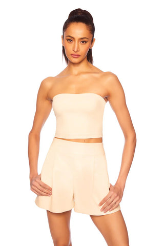 Faux Leather Pleated Short Blanched Almond - Susana Monaco - COLOR GAME