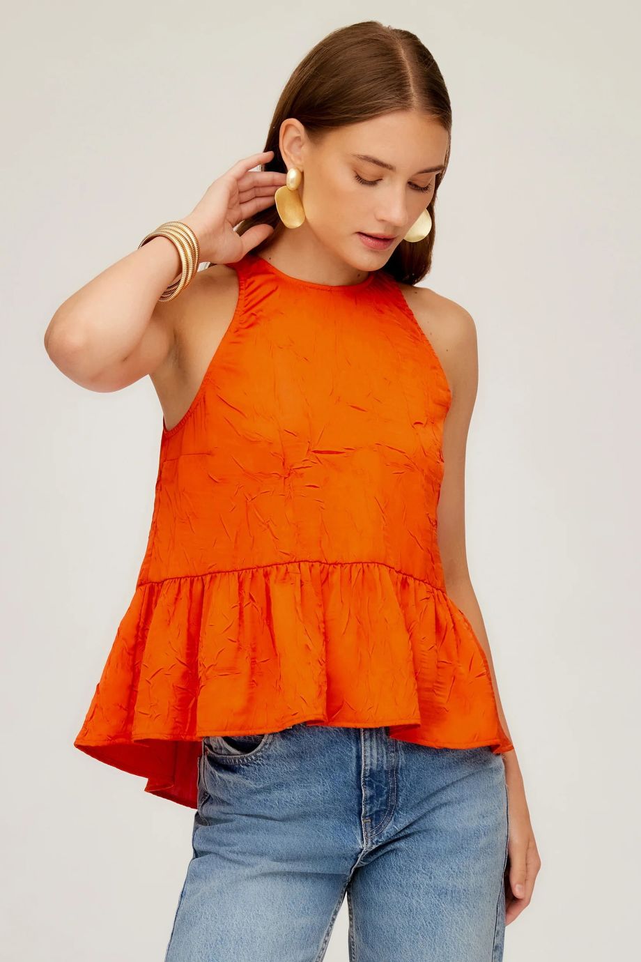 Floren Ruffle Hem Top Bright Orange - Fifteen Twenty - COLOR GAME