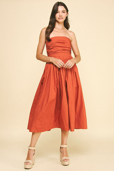 Strapless Dress in Rust L