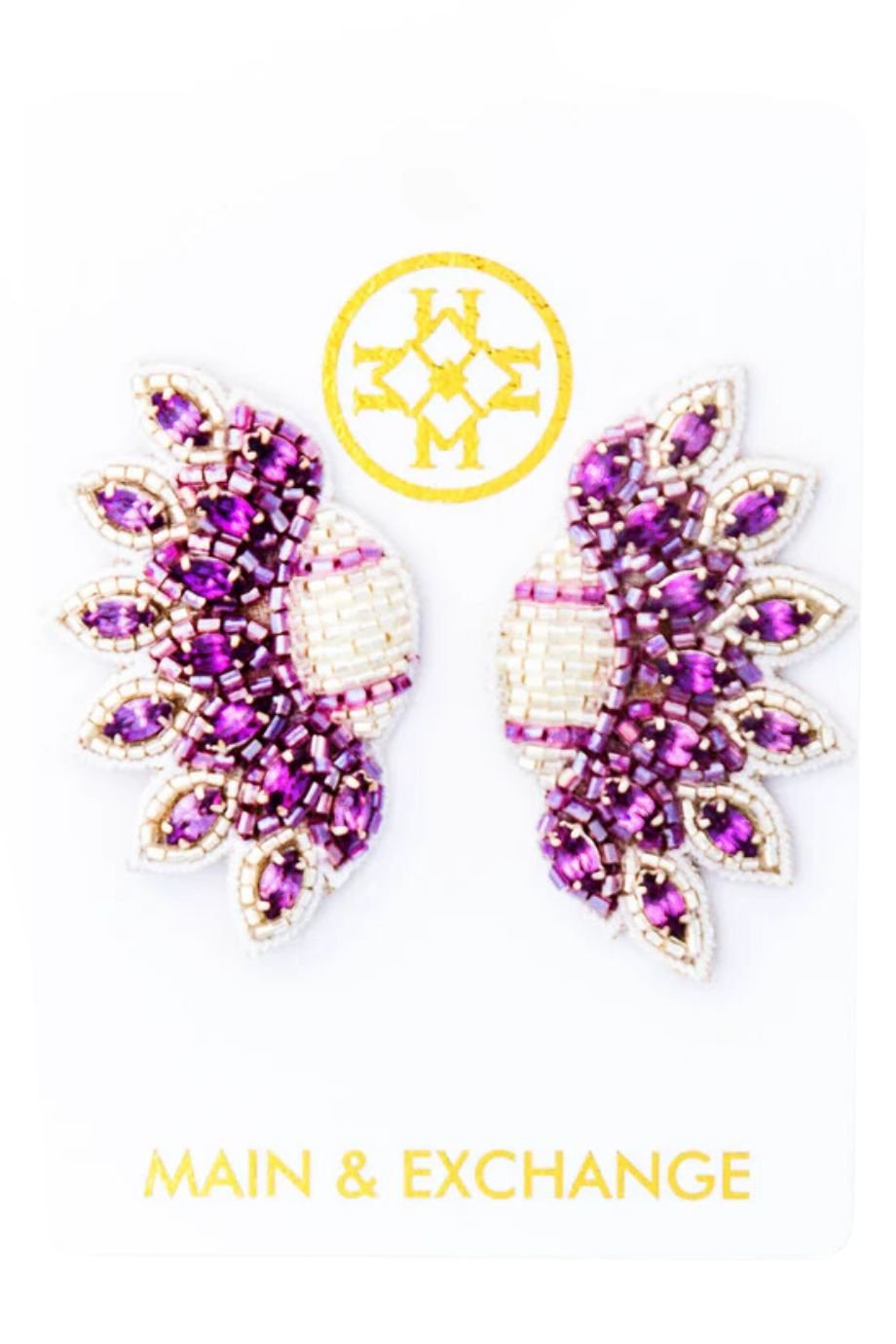 Football Fan Earrings Purple - Main and Exchange - COLOR GAME