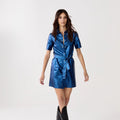 Franca Metallic Linen Dress Dark Blue - Lanhtropy - COLOR GAME