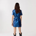 Franca Metallic Linen Dress Dark Blue - Lanhtropy - COLOR GAME