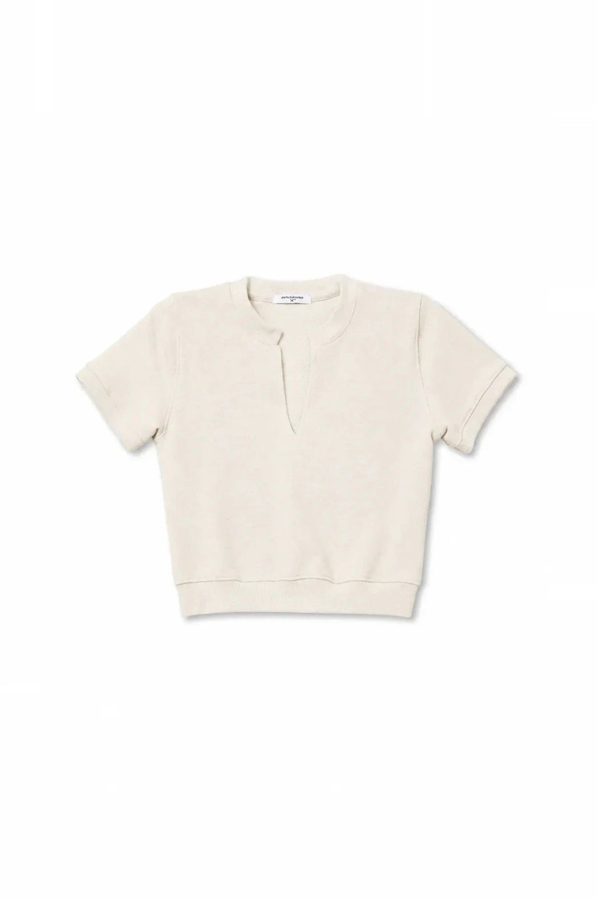 French Terry Short Sleeve Split-V Sweatshirt Sugar - perfectwhitetee - COLOR GAME