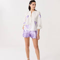 Frida Metallic Linen Shorts Violet - Lanhtropy - Color Game