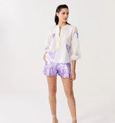 Frida Metallic Linen Shorts Violet - Lanhtropy - Color Game