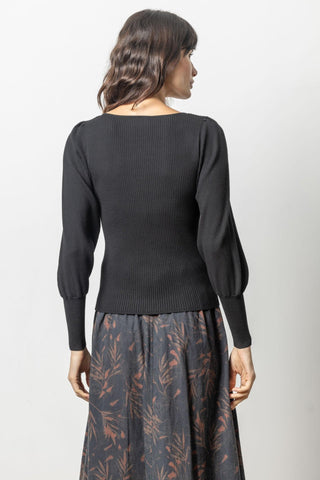 Full Sleeve Square Neck Sweater Black - Lilla P - COLOR GAME