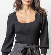 Full Sleeve Square Neck Sweater Black - Lilla P - COLOR GAME