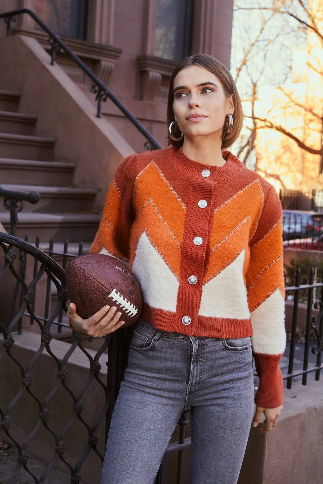Fuzzy Chevron Cardigan - Allison New York - COLOR GAME