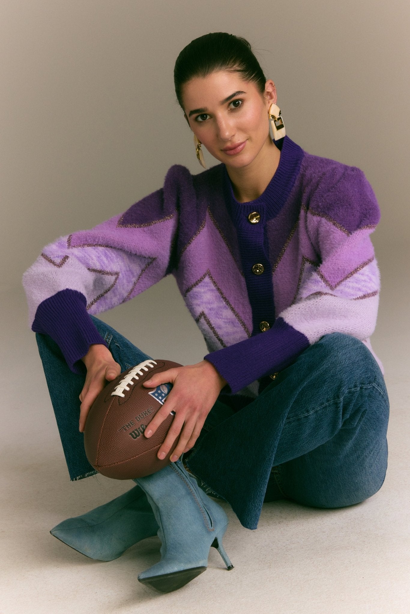 FUZZY CHEVRON CARDIGAN