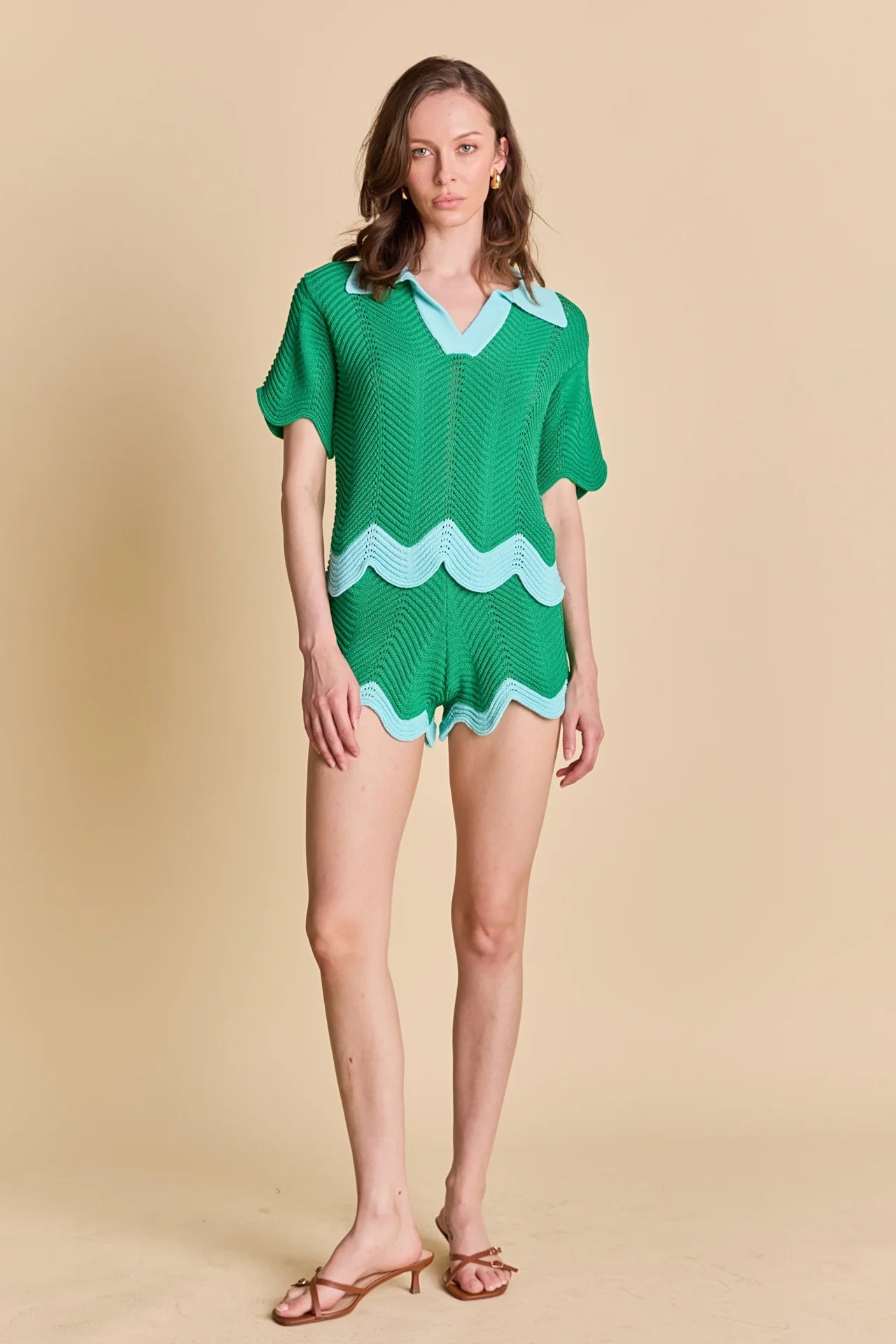 Georgica Scallop Wave Knit Shorts - English Factory - COLOR GAME