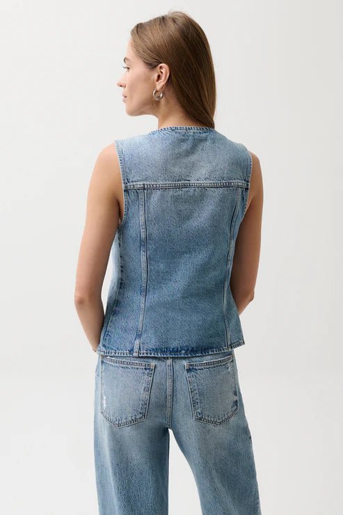 Gia Fitted Denim Vest Hazy - Pistola - COLOR GAME