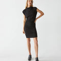 Gia Ribbed Power Shoulder Dress Black - Michael Stars - COLOR GAME