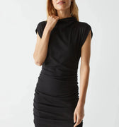 Gia Ribbed Power Shoulder Dress Black - Michael Stars - COLOR GAME