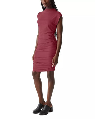 Gia Ribbed Power Shoulder Dress Carmine - Michael Stars - COLOR GAME