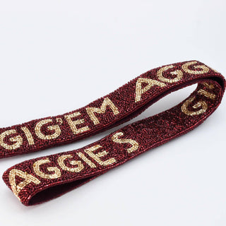 Gig'Em Aggies Maroon Beaded Strap - Treasure Jewels Inc. - COLOR GAME