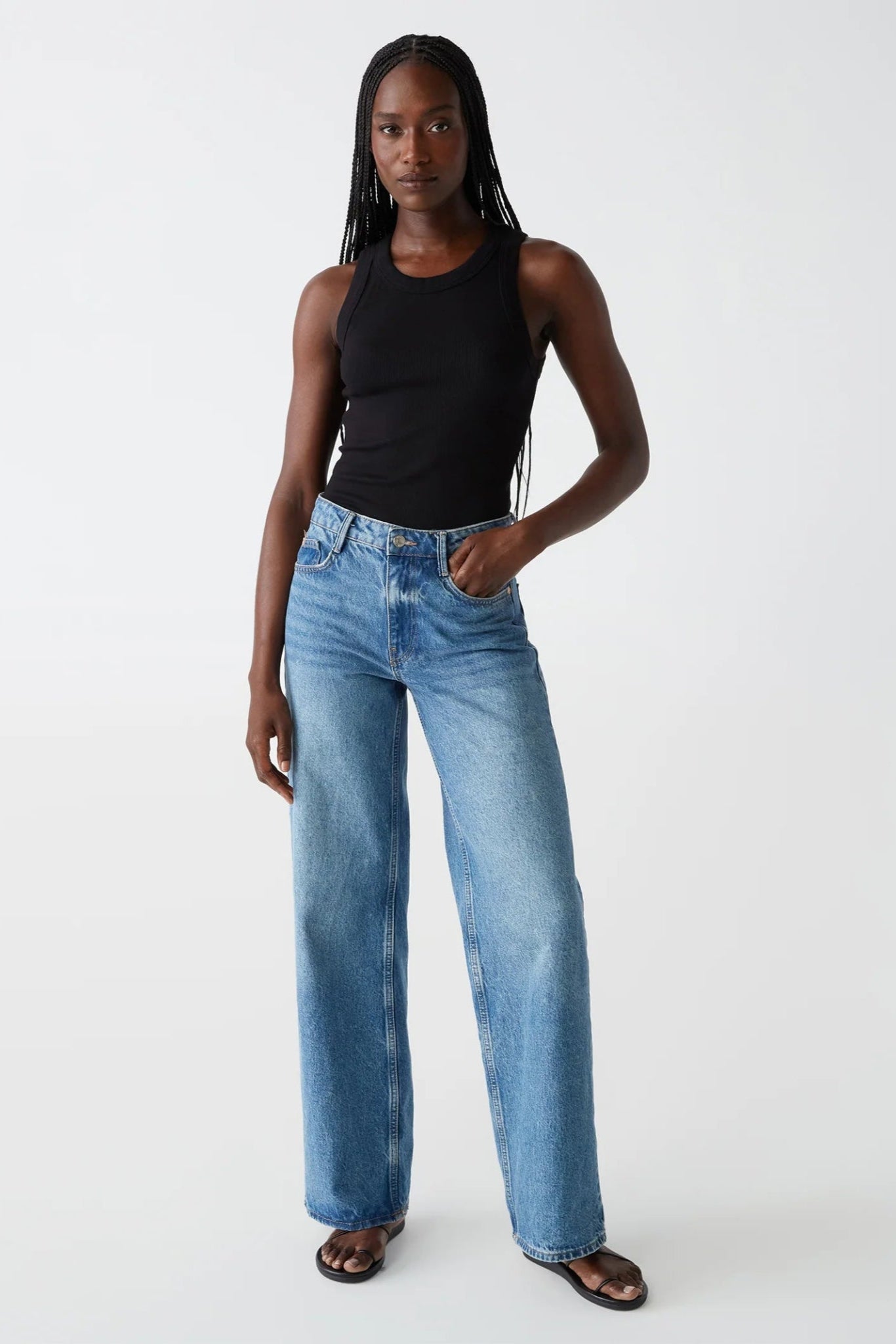 Gina Ribbed Crop Tank Black - Michael Stars - Color Game