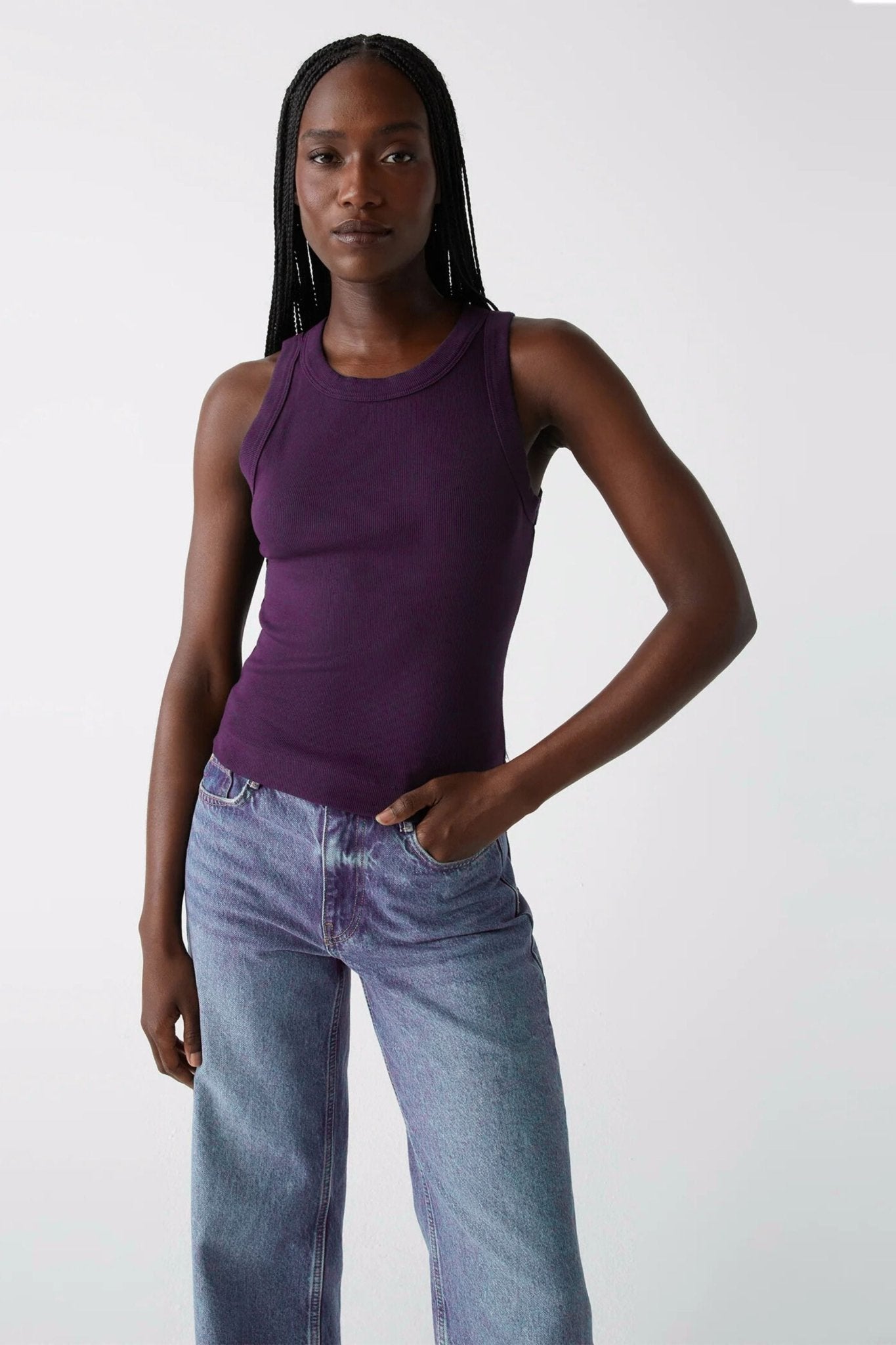 Gina Ribbed Crop Tank Glimmer - Michael Stars - COLOR GAME