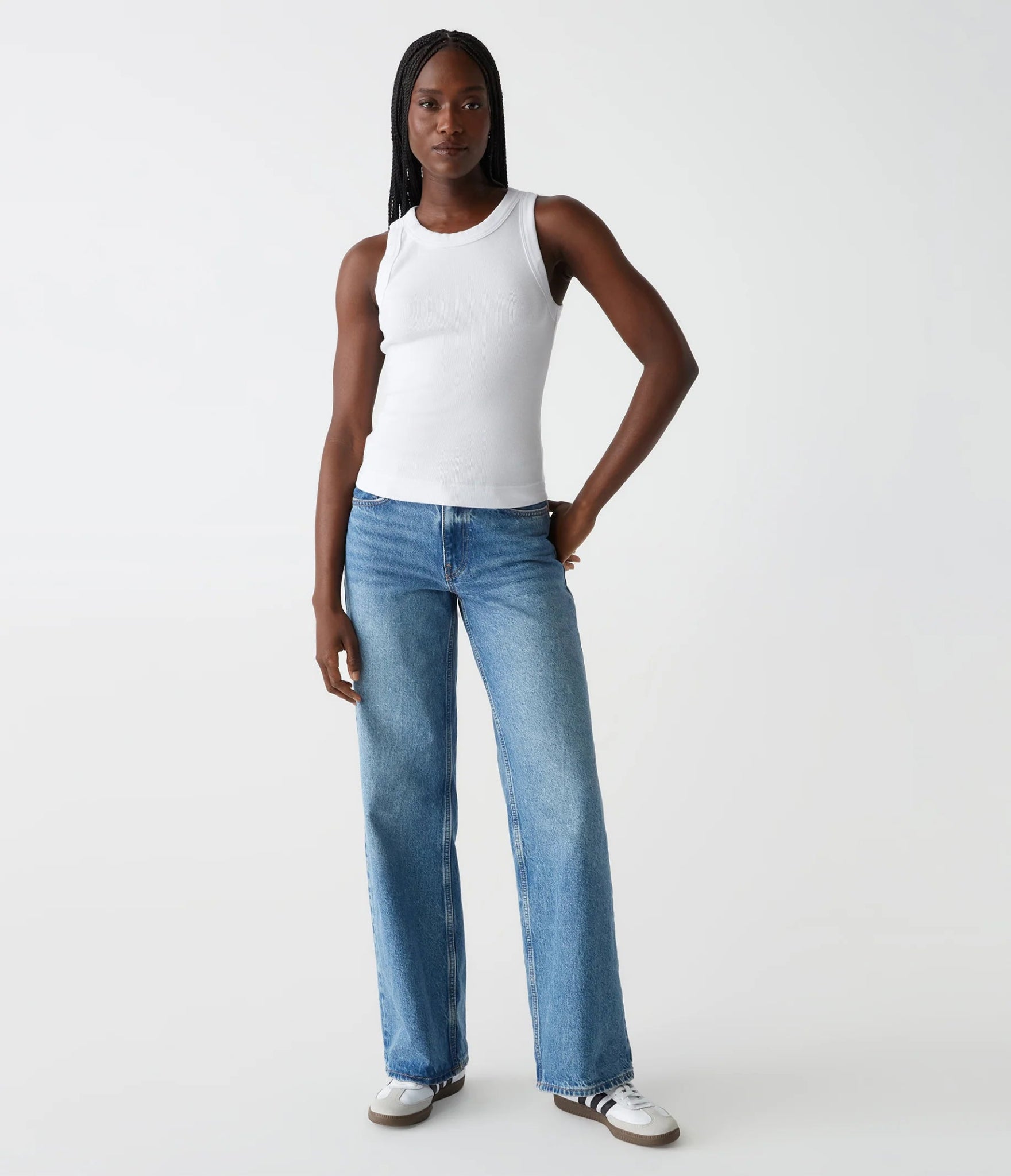 Gina Ribbed Crop Tank White - Michael Stars - COLOR GAME