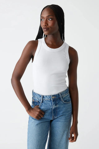 Gina Ribbed Crop Tank White - Michael Stars - COLOR GAME