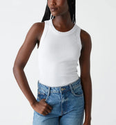 Gina Ribbed Crop Tank White - Michael Stars - COLOR GAME