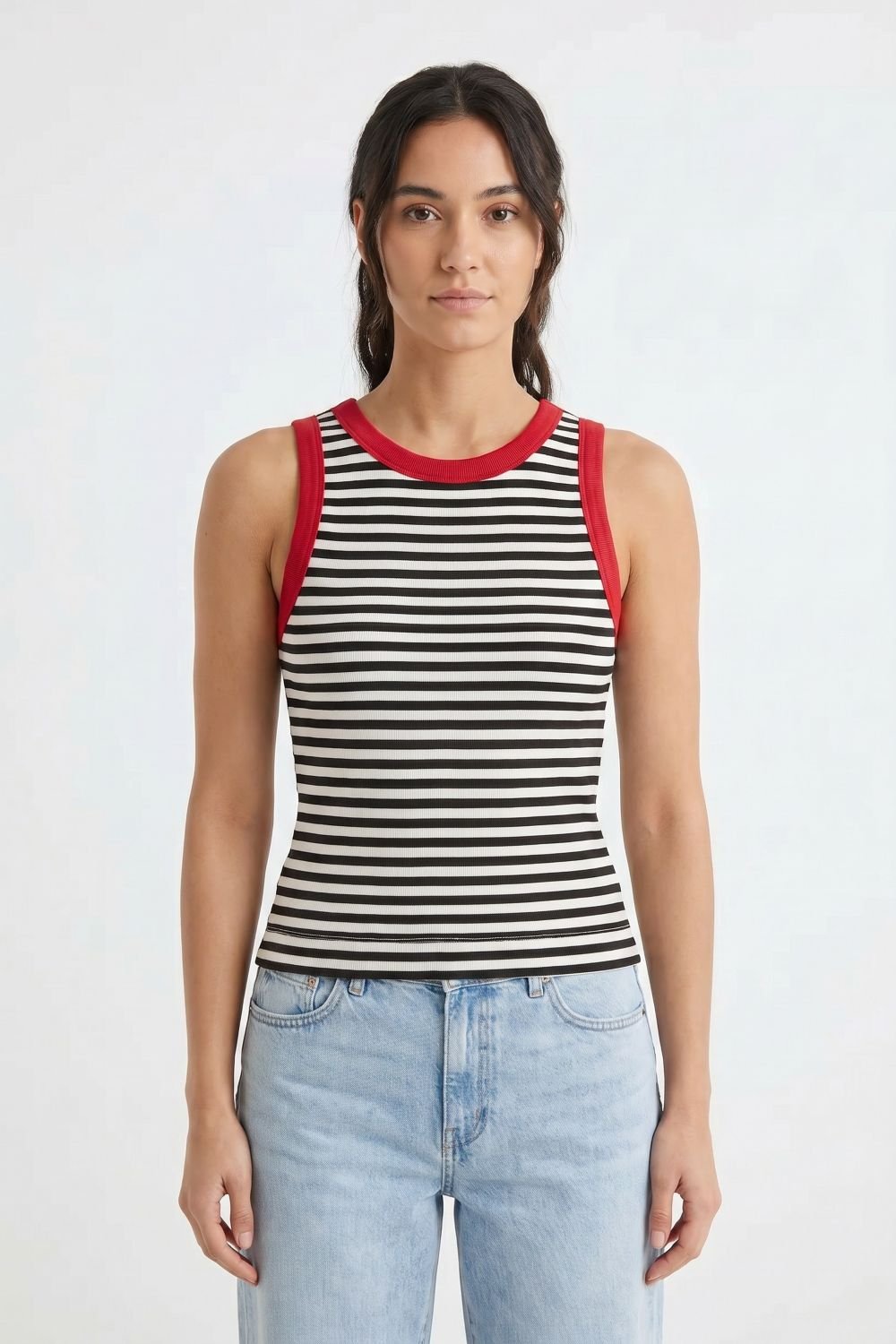 Gina Stripe Ringer Crop Tank - Michael Stars - COLOR GAME
