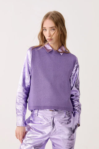 Glitter Knitted Top Violet - Lanhtropy - COLOR GAME