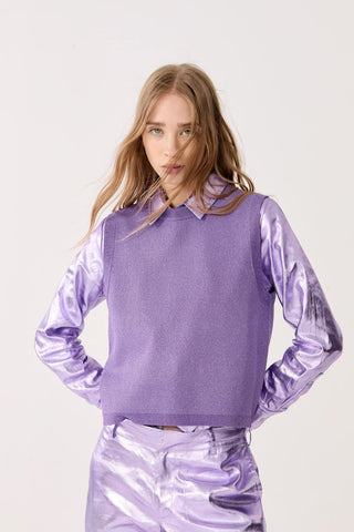 Glitter Knitted Top Violet - Lanhtropy - COLOR GAME