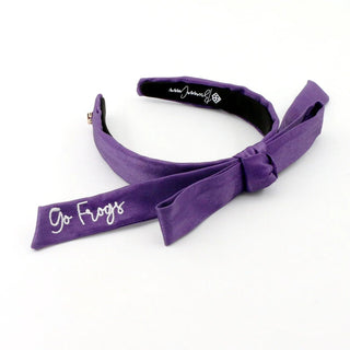 Go Frogs Embroidered Thin Purple Bow Headband - Brianna Cannon - COLOR GAME