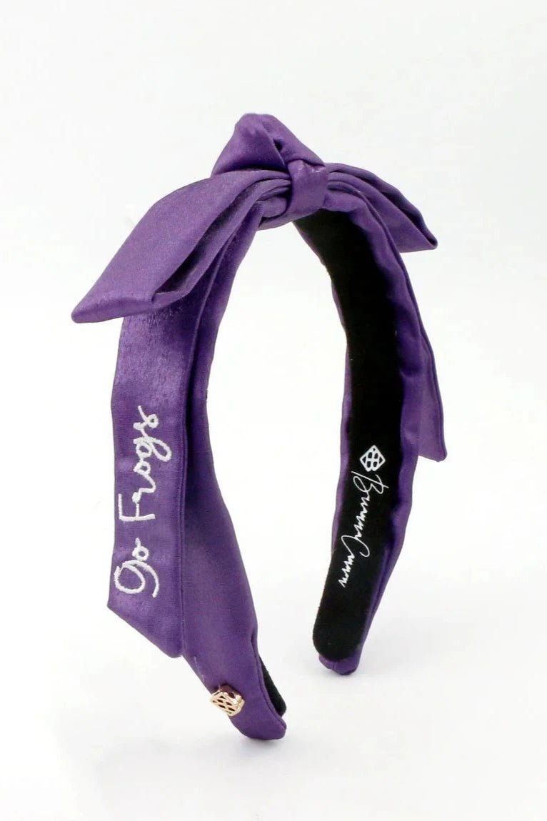 Go Frogs Embroidered Thin Purple Bow Headband - Brianna Cannon - COLOR GAME