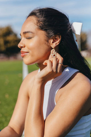 Gold OU Logo Earrings - Brianna Cannon - Color Game