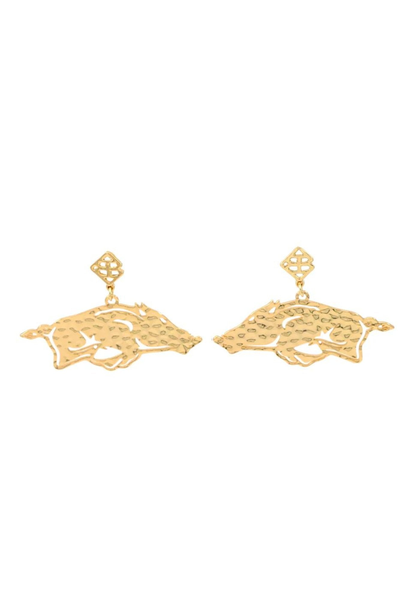 Gold Running Razorback Earrings - Brianna Cannon - Color Game