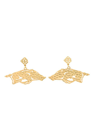 Gold Running Razorback Earrings - Brianna Cannon - Color Game