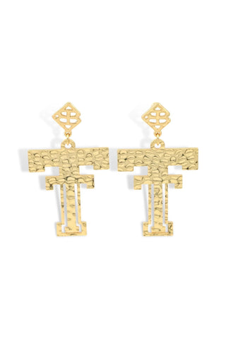 Gold Texas Tech Logo Earrings - Brianna Cannon - Color Game