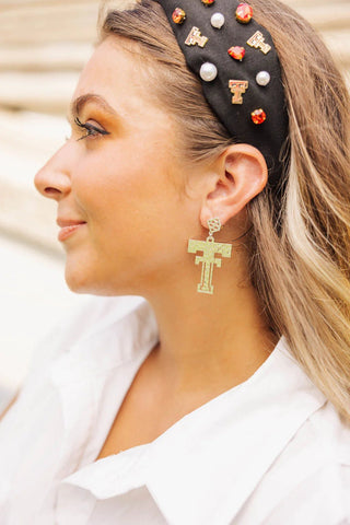 Gold Texas Tech Logo Earrings - Brianna Cannon - Color Game