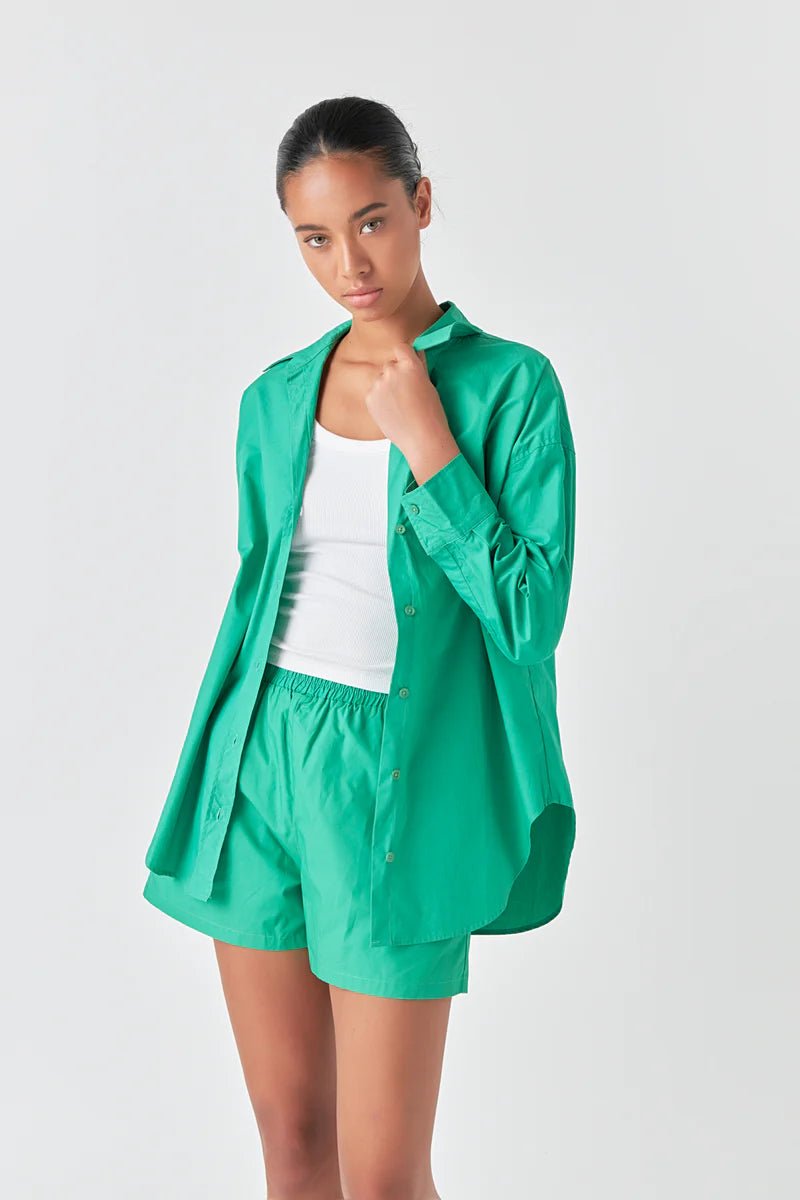 Green Oversized Collared Shirt - Grey Lab - COLOR GAME