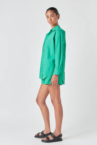 Green Oversized Collared Shirt - Grey Lab - COLOR GAME