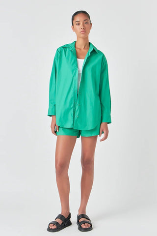 Green Oversized Collared Shirt - Grey Lab - COLOR GAME