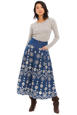 Greta Chambray Eyelet Midi Skirt - Allison New York - COLOR GAME