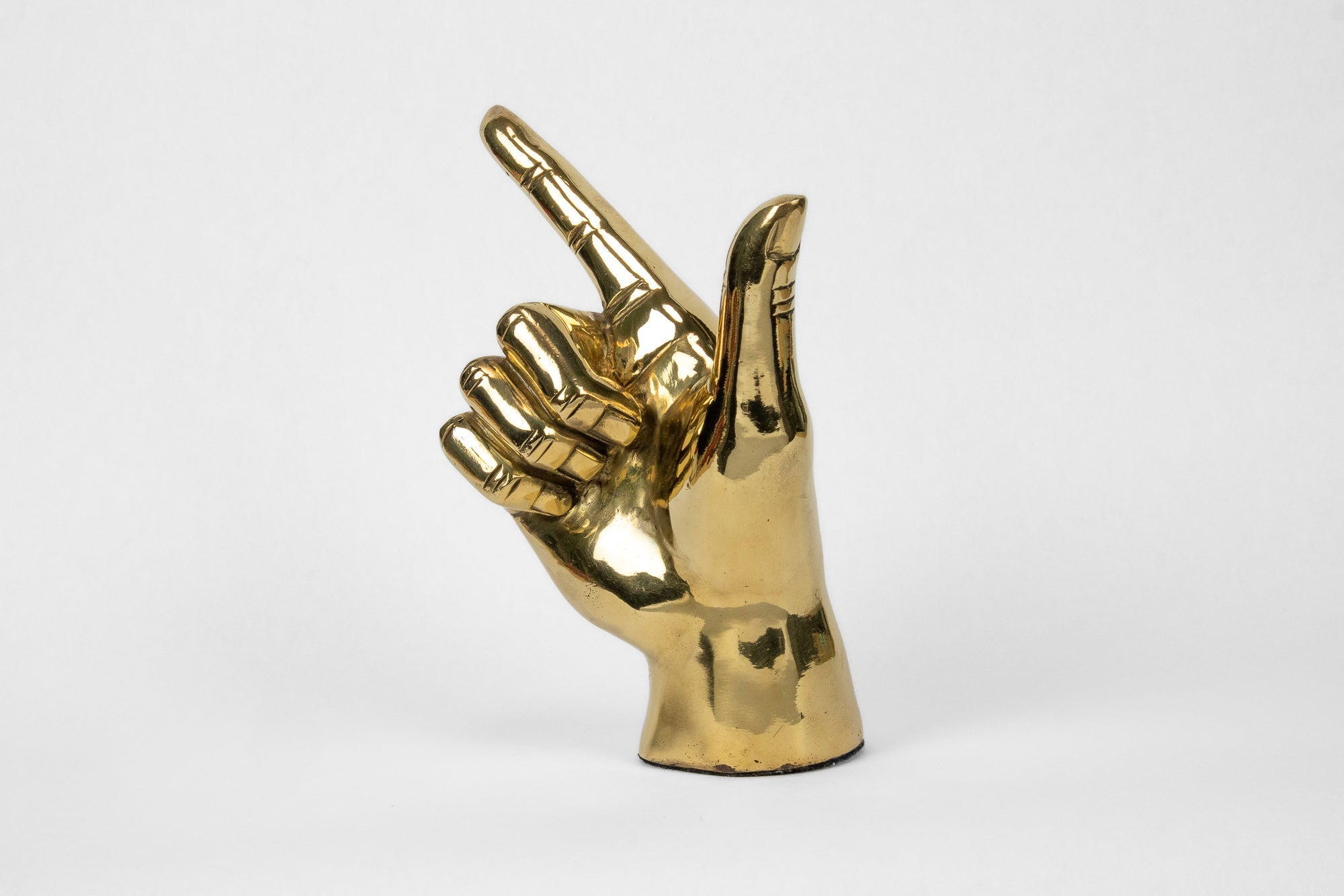 Gun, Pistol, "Guns Up", or "Go Pokes" Hand Sign Sculpture in Brass - Prize - COLOR GAME