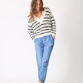 Hadley Sweater Ivory/Indigo Stripe - Electric & Rose - COLOR GAME