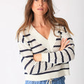 Hadley Sweater Ivory/Indigo Stripe - Electric & Rose - COLOR GAME