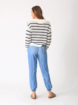 Hadley Sweater Ivory/Indigo Stripe - Electric & Rose - COLOR GAME