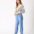 Hadley Sweater Ivory/Indigo Stripe - Electric & Rose - COLOR GAME