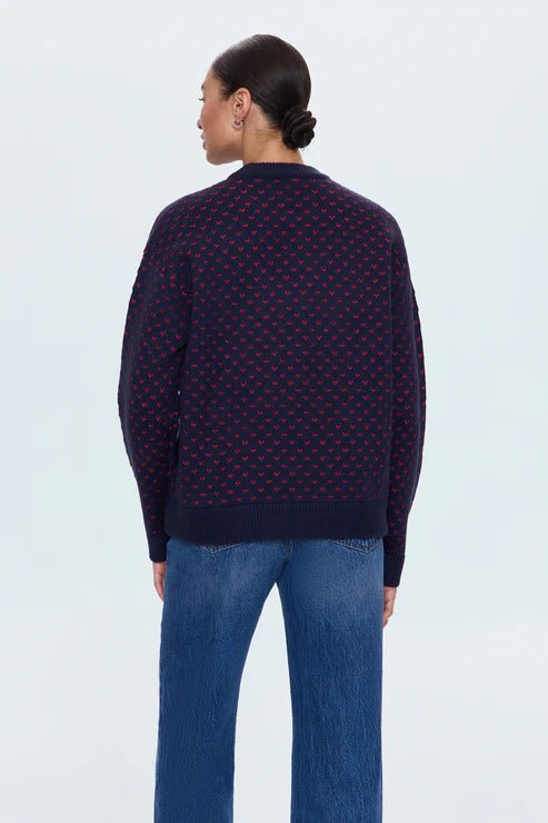 Hanna Oversized Sweater Navy Red Hearts - Pistola - COLOR GAME