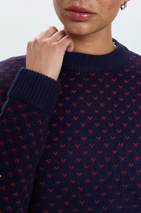 Hanna Oversized Sweater Navy Red Hearts - Pistola - COLOR GAME