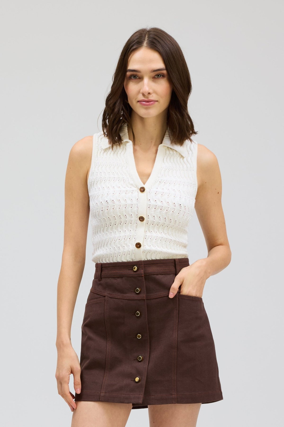 Harper Skirt Espresso - Allison New York - COLOR GAME