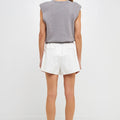 High - Waisted Faux Leather Shorts White - Grey Lab - COLOR GAME